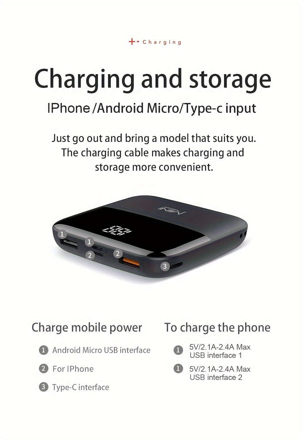 UltraPower 10000mAh Portable Power Bank - Fast 5V2A Charging, Compact Design, High Capacity Battery for iPhone, Samsung, Xiaomi and More