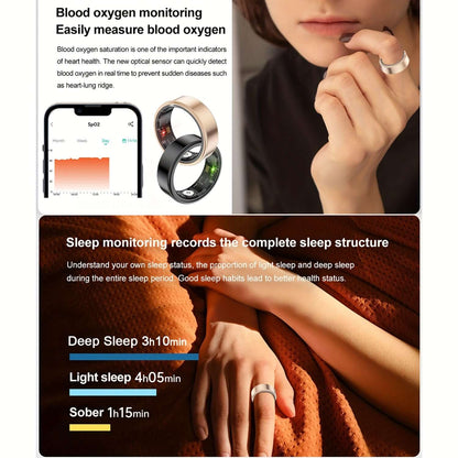 Smart Ring for Men and Women, Activity and Fitness Tracker with Steps, Distance, Calories, Sleep Tracking, Exercise Monitoring, Compatible with iPhone Android, IP68 Waterproof, Christmas Stocking Stuffers and Christmas Filler