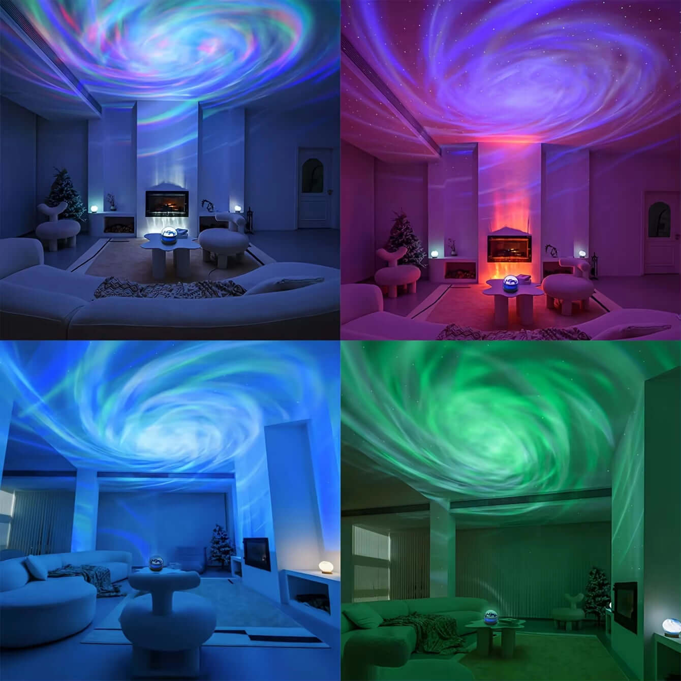 Starry Sky Galaxy Lamp Projector LED Night Light Remote Control Sound Active 5V USB Charging 7 Modes for Kids Room Party Decor