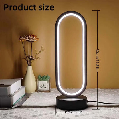 Modern Oval LED Desk Lamp, Dimmable Metal Table Light with USB Power Supply and Switch Control, Fantasy-Themed Adjustable Lighting for Various Room Types, Cord Accessory, No Battery Required, Includes Light Source