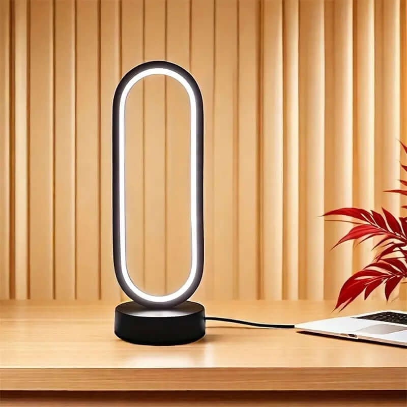 Modern Oval LED Desk Lamp, Dimmable Metal Table Light with USB Power Supply and Switch Control, Fantasy-Themed Adjustable Lighting for Various Room Types, Cord Accessory, No Battery Required, Includes Light Source