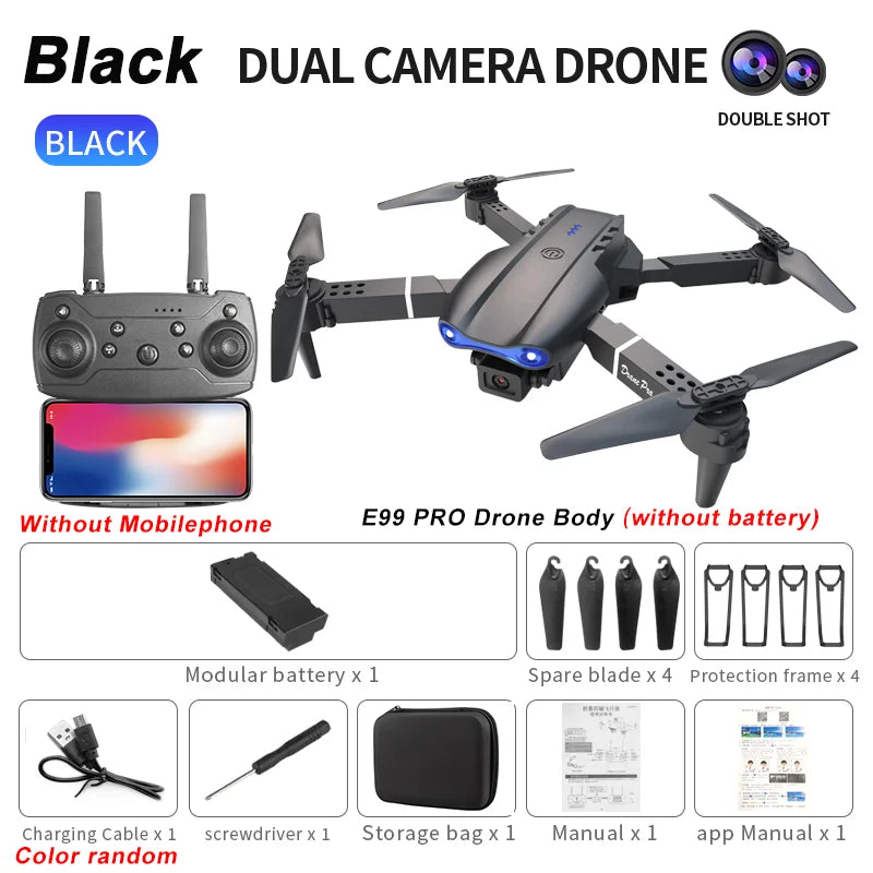 Dual Camera E99 K3 Professional RC Drone, Double Folding Remote Control Toy with Height Hold for Indoor and Outdoor Use