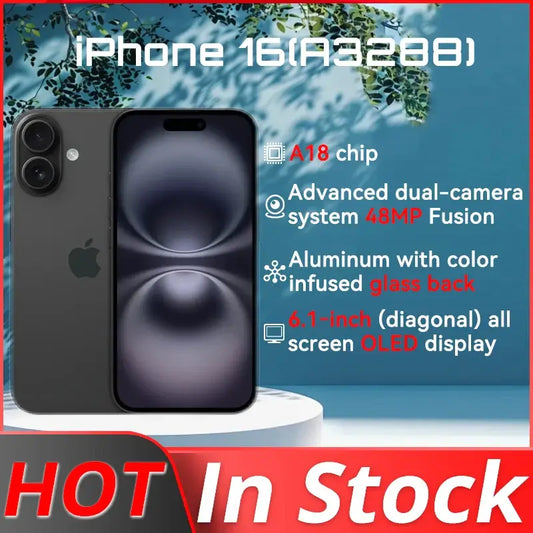 New Apple iPhone 16 (A3288) 6.1" OLED Screen 20W IP68 256/512GB Dual SIM Dual Cameras iOS 18 3561mAh