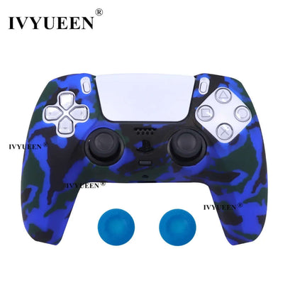 Water Transfer Printing Protective Silicone Case for Sony Playstation 5 PS5 Controller Rubber Cover Joysticks Thumb Grips Caps