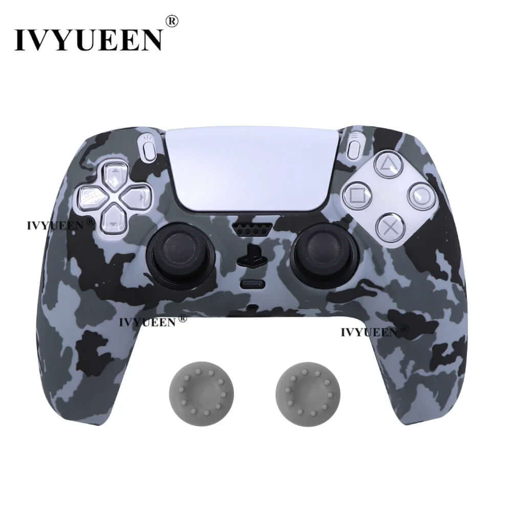 Water Transfer Printing Protective Silicone Case for Sony Playstation 5 PS5 Controller Rubber Cover Joysticks Thumb Grips Caps