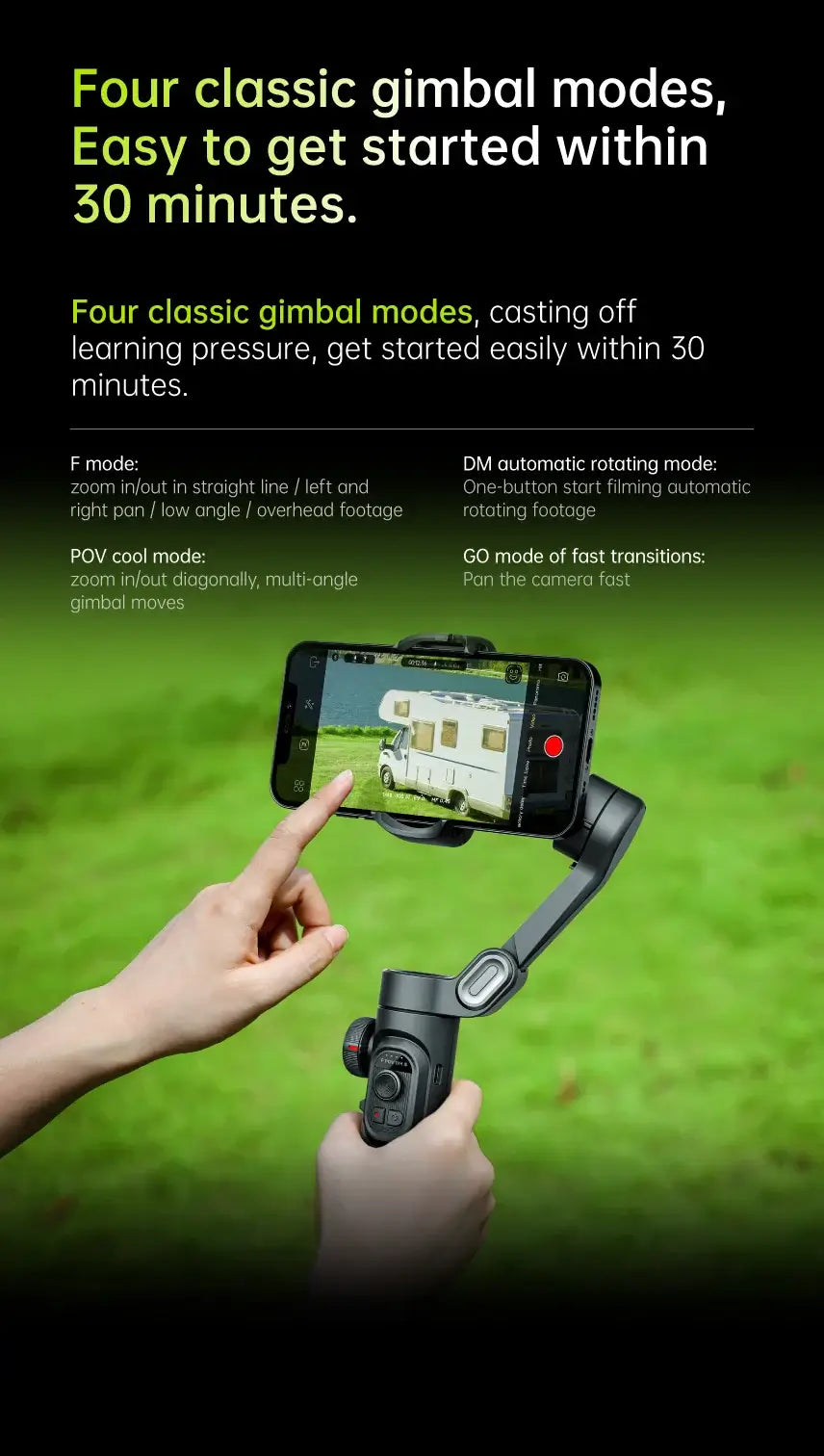 AOCHUAN 3-Achsen-Hand-Gimbal-Stabilisator für Smartphones mit Fülllicht für iPhone, Android, Gesichtsverfolgung, Tiktok, Vlog, Smart XE 