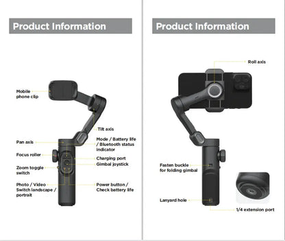 AOCHUAN 3-Achsen-Hand-Gimbal-Stabilisator für Smartphones mit Fülllicht für iPhone, Android, Gesichtsverfolgung, Tiktok, Vlog, Smart XE 