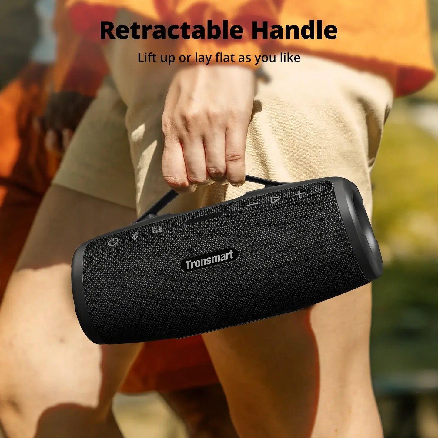 Tronsmart Mirtune S100 Speaker 50W Bluetooth Speaker with IPX7 Waterproof, APP Control, Built-in Powerbank & Retractable Handle