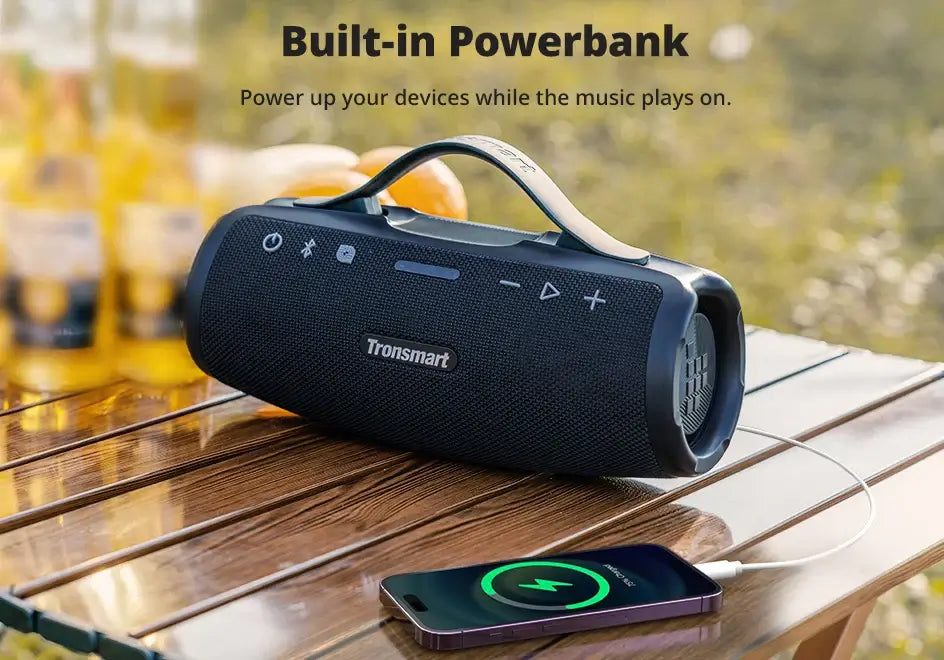 Tronsmart Mirtune S100 Speaker 50W Bluetooth Speaker with IPX7 Waterproof, APP Control, Built-in Powerbank & Retractable Handle