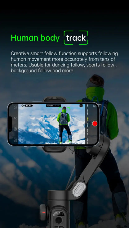 AOCHUAN 3-Achsen-Hand-Gimbal-Stabilisator für Smartphones mit Fülllicht für iPhone, Android, Gesichtsverfolgung, Tiktok, Vlog, Smart XE 