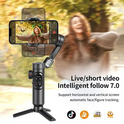 AOCHUAN 3-Achsen-Hand-Gimbal-Stabilisator für Smartphones mit Fülllicht für iPhone, Android, Gesichtsverfolgung, Tiktok, Vlog, Smart XE 