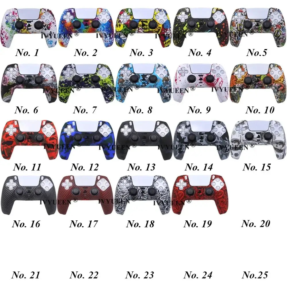 Water Transfer Printing Protective Silicone Case for Sony Playstation 5 PS5 Controller Rubber Cover Joysticks Thumb Grips Caps