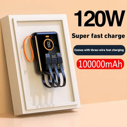 Xiaomi Mini PD120W Built-In Power Bank 100000mah Large Capacity USB Type-C Cable Two-Way Super Fast Charger Powerbank For Iphone