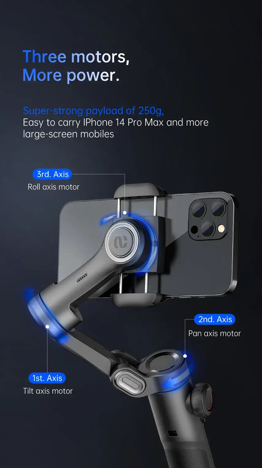 AOCHUAN 3-Achsen-Hand-Gimbal-Stabilisator für Smartphones mit Fülllicht für iPhone, Android, Gesichtsverfolgung, Tiktok, Vlog, Smart XE 