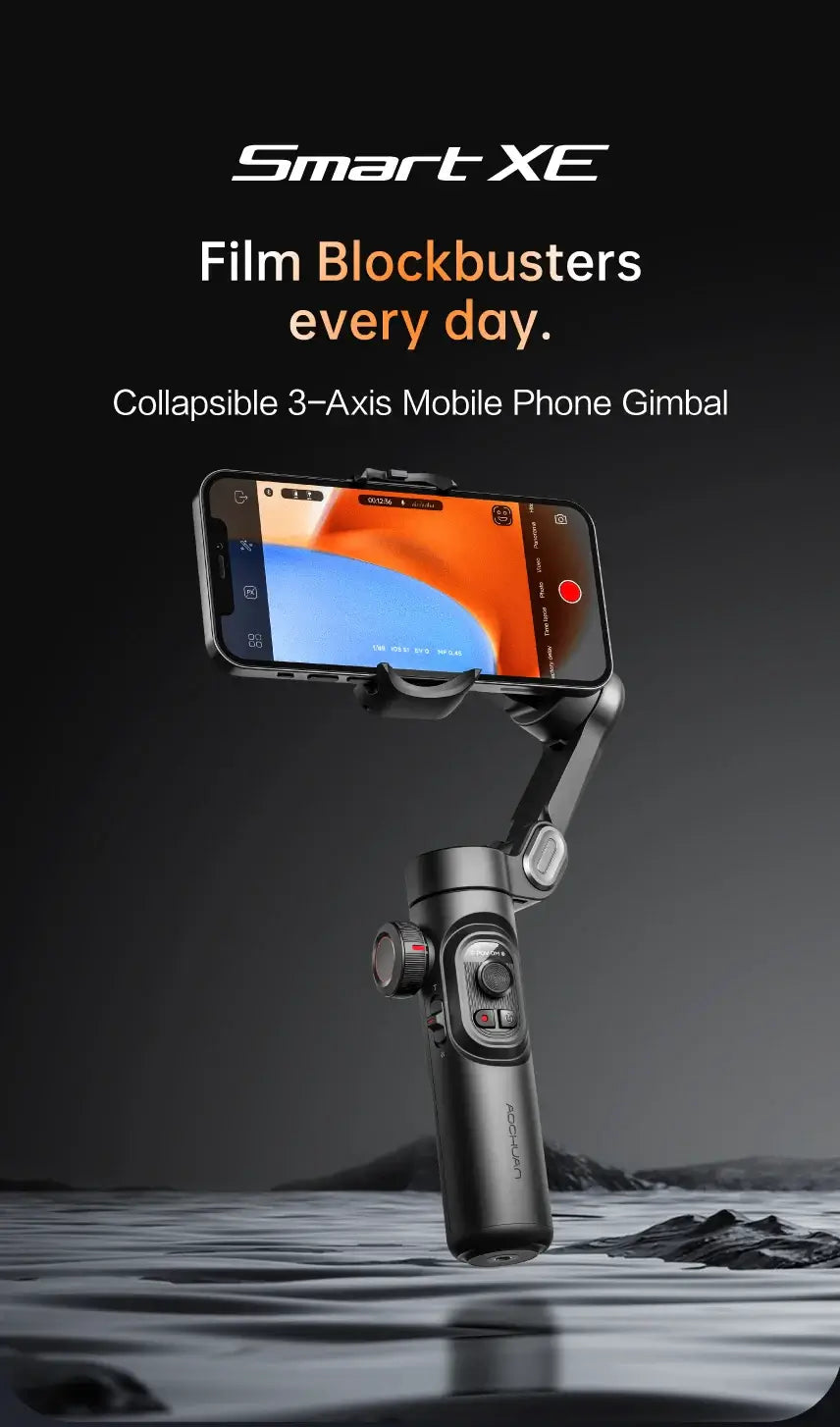 AOCHUAN 3-Achsen-Hand-Gimbal-Stabilisator für Smartphones mit Fülllicht für iPhone, Android, Gesichtsverfolgung, Tiktok, Vlog, Smart XE 