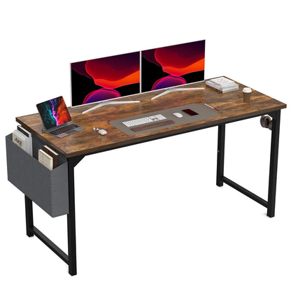 JHK Computer Desk Writing Study Office Gaming Table Modern Simple Style Compact with Side Bag Headphone Hook Easy Assembly