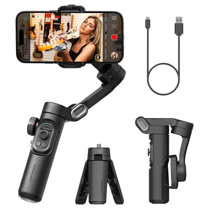 AOCHUAN 3-Achsen-Hand-Gimbal-Stabilisator für Smartphones mit Fülllicht für iPhone, Android, Gesichtsverfolgung, Tiktok, Vlog, Smart XE 