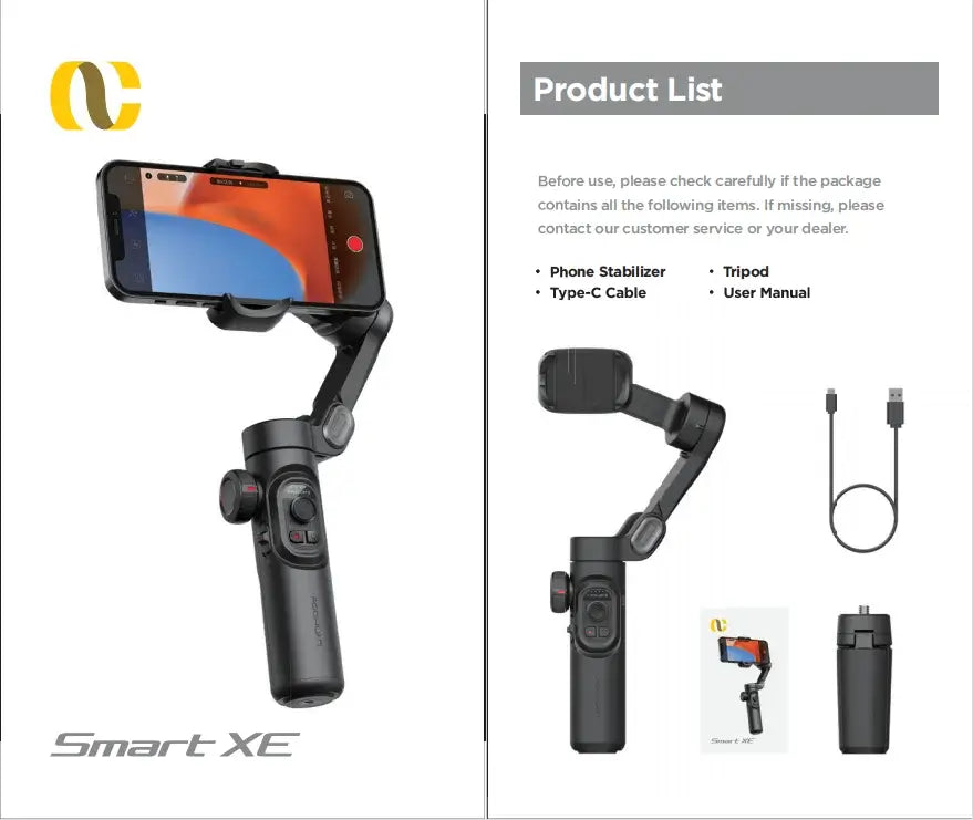 AOCHUAN 3-Achsen-Hand-Gimbal-Stabilisator für Smartphones mit Fülllicht für iPhone, Android, Gesichtsverfolgung, Tiktok, Vlog, Smart XE 