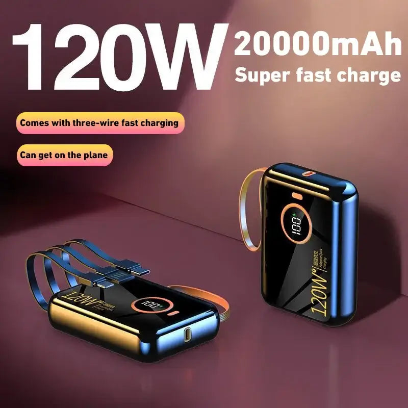 Xiaomi Mini PD120W Built-In Power Bank 100000mah Large Capacity USB Type-C Cable Two-Way Super Fast Charger Powerbank For Iphone