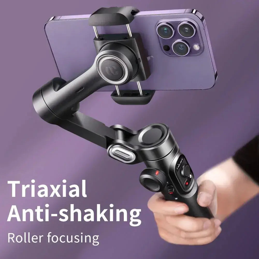 AOCHUAN 3-Achsen-Hand-Gimbal-Stabilisator für Smartphones mit Fülllicht für iPhone, Android, Gesichtsverfolgung, Tiktok, Vlog, Smart XE 