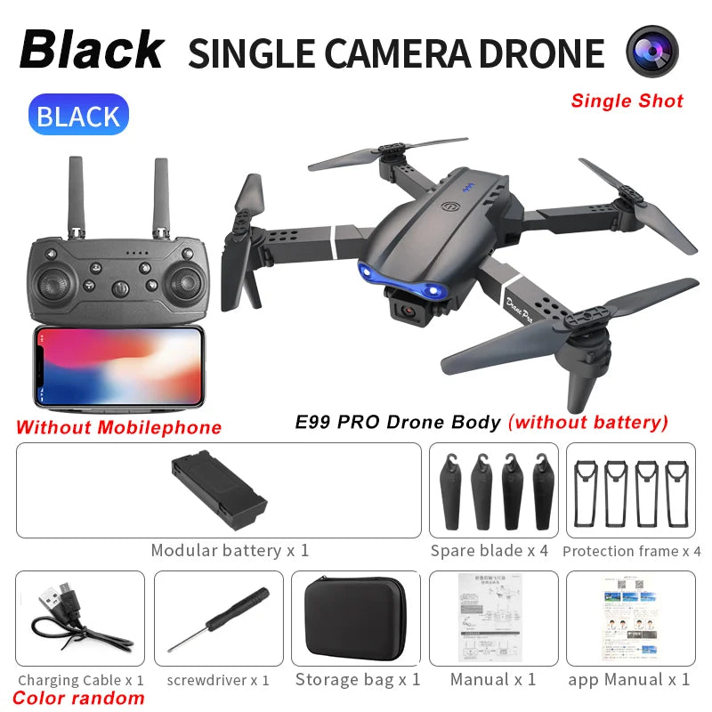 Dual Camera E99 K3 Professional RC Drone, Double Folding Remote Control Toy with Height Hold for Indoor and Outdoor Use