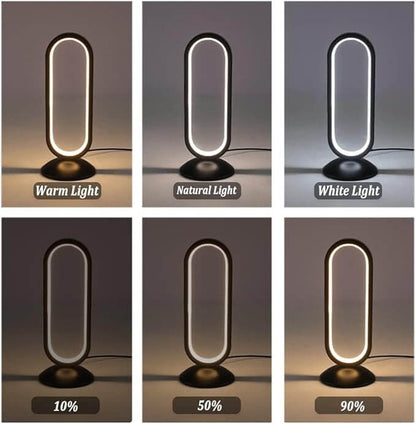 Modern Oval LED Desk Lamp, Dimmable Metal Table Light with USB Power Supply and Switch Control, Fantasy-Themed Adjustable Lighting for Various Room Types, Cord Accessory, No Battery Required, Includes Light Source